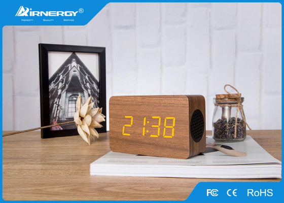 Rádio de madeira do despertador da mini forma com temperatura, frequência 50-16KHZ